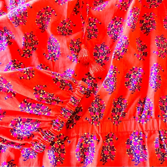 New TORY BURCH 100% Cotton Red Peasant Blouse/Tunic Top Size 12 NWT - Picture 9 of 9